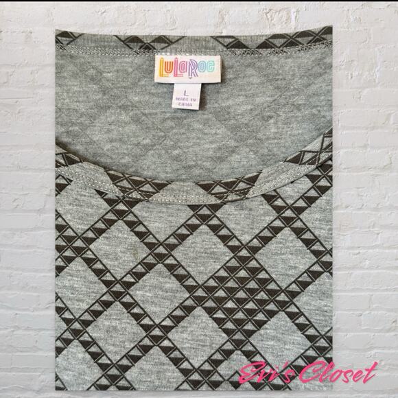LulaRoe Julia Bodycon Grey On Grey Geometric NWOT Pullover Dress SZ Large - Picture 6 of 6